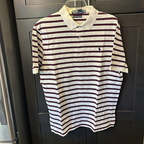 Ralph Lauren White and Black Polo Shirt Classic Stripes Moisture Management Sz.L - Picture 10 of 10